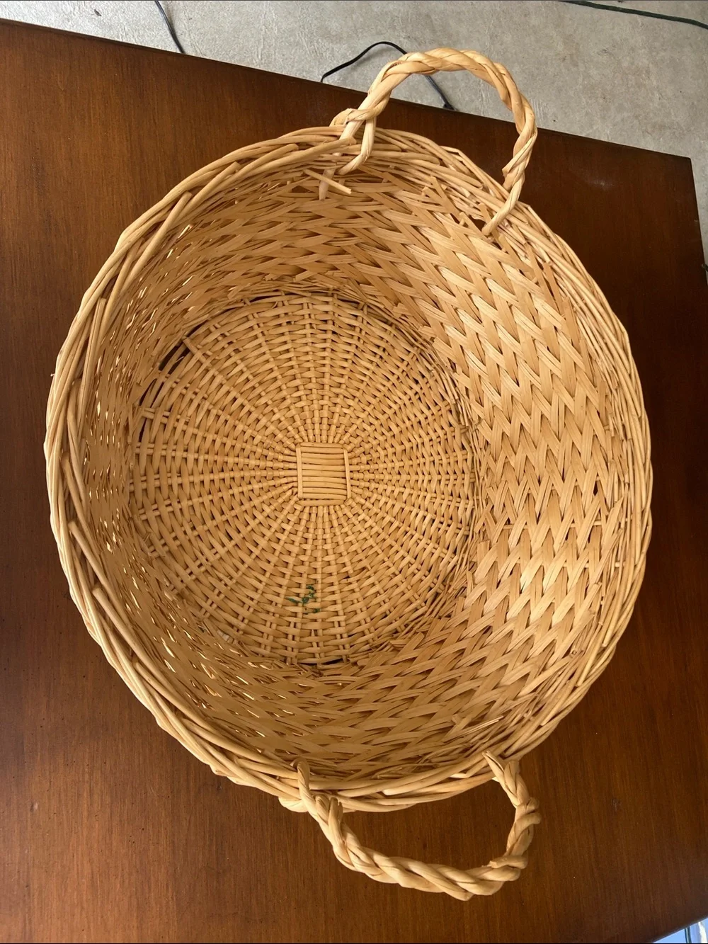 Woven Natural Rattan Storage Basket with Handles ( a small green mark)